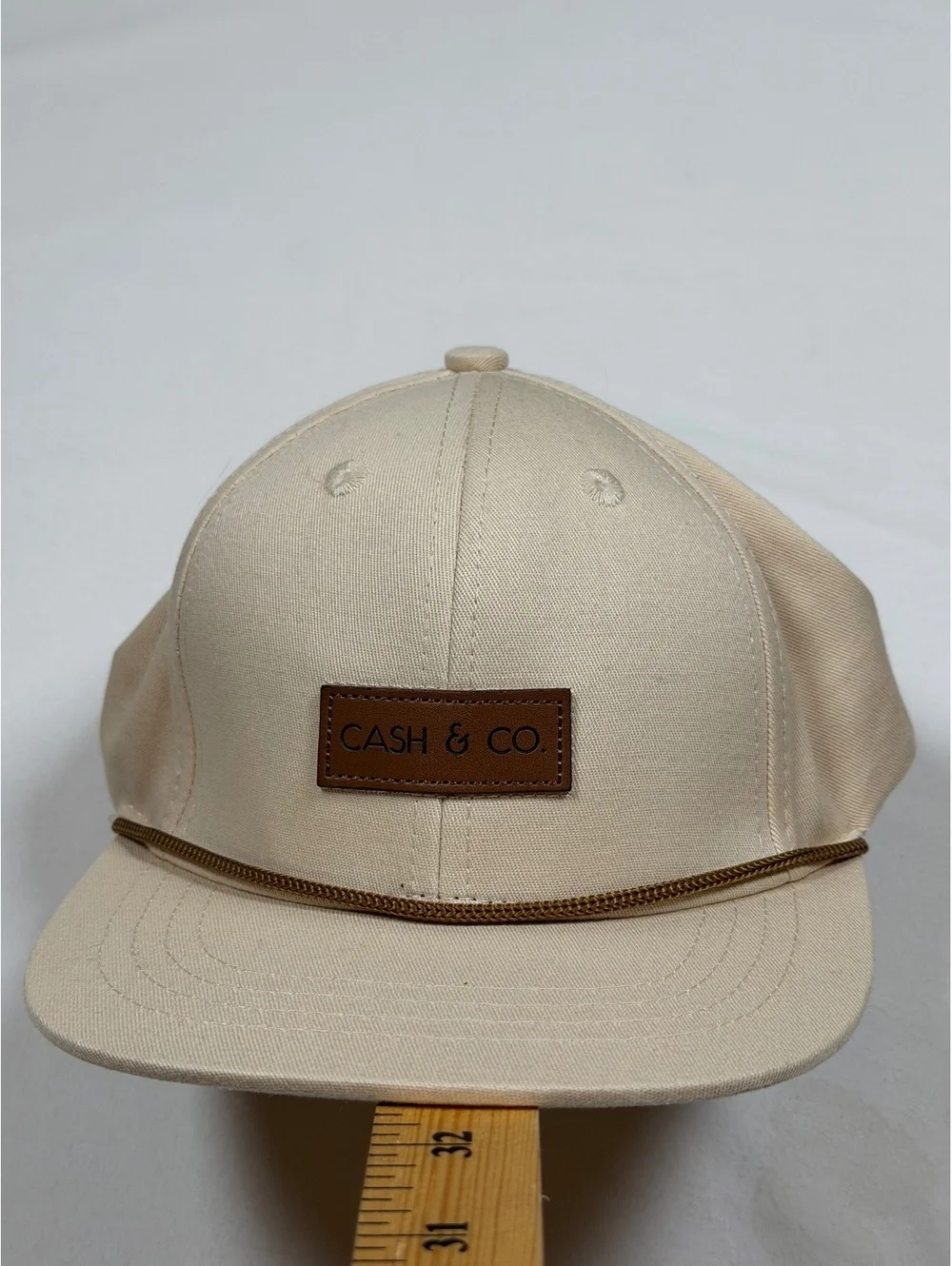 Cash & Co. Beige Snapback Baseball Cap with Leather Patch